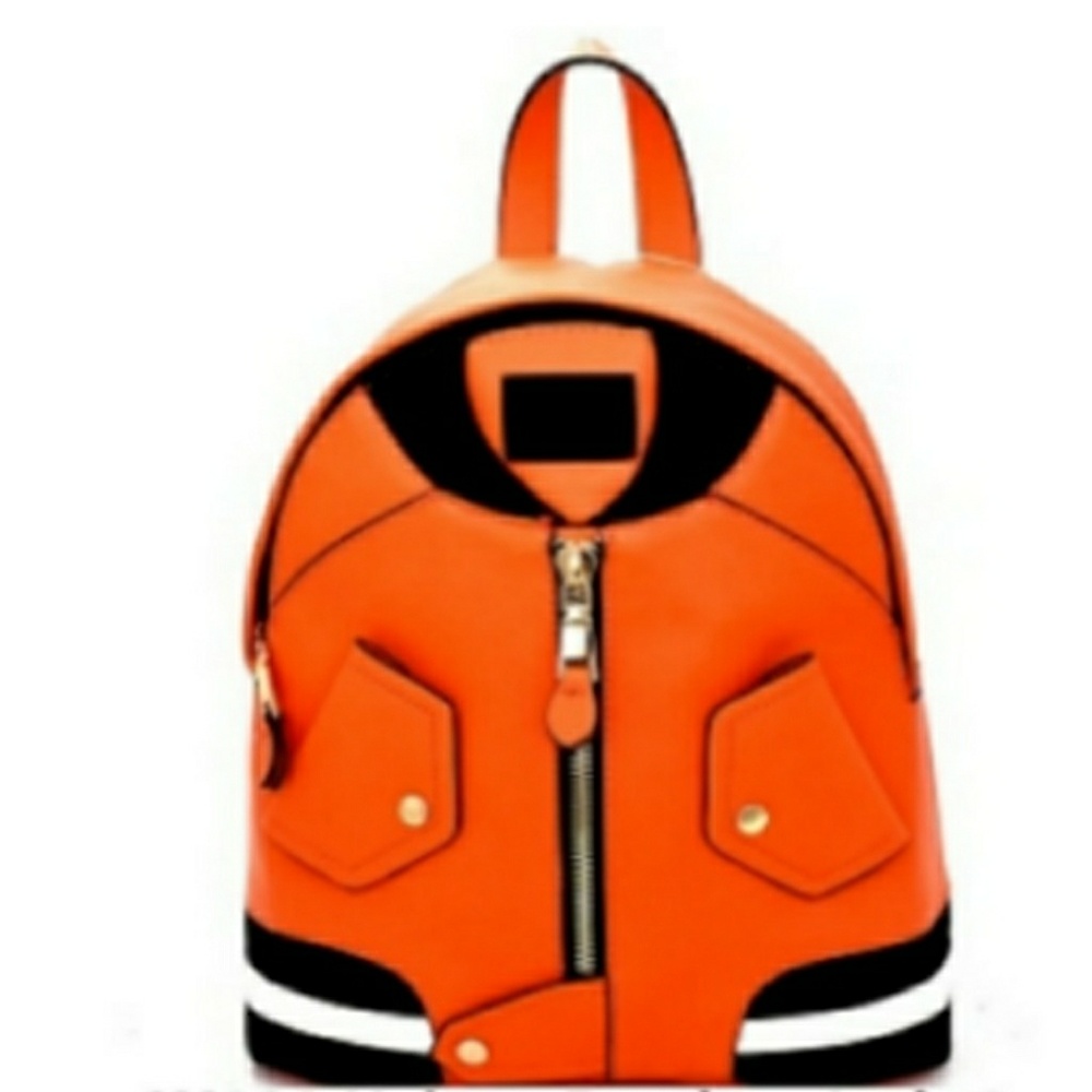 Orange Bomber jacket backpack